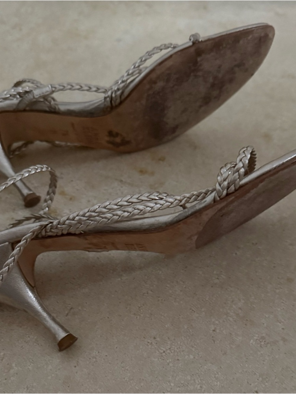 Anne Klein Metallic Gold Braided Lace-Up Sandals - Picture 4 of 6
